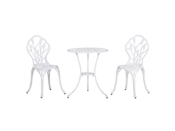 Conjunto de Jardim BTFORUS 3 peças em alumínio com 2 cadeiras 42,5x47,5x89 cm e mesa redonda Ø60x67 cm branco