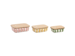 Lancheira Home Esprit Amarelo Verde Coral Cristal Vidro De Borosilicato Riscas Moderno 1 L 660 Ml