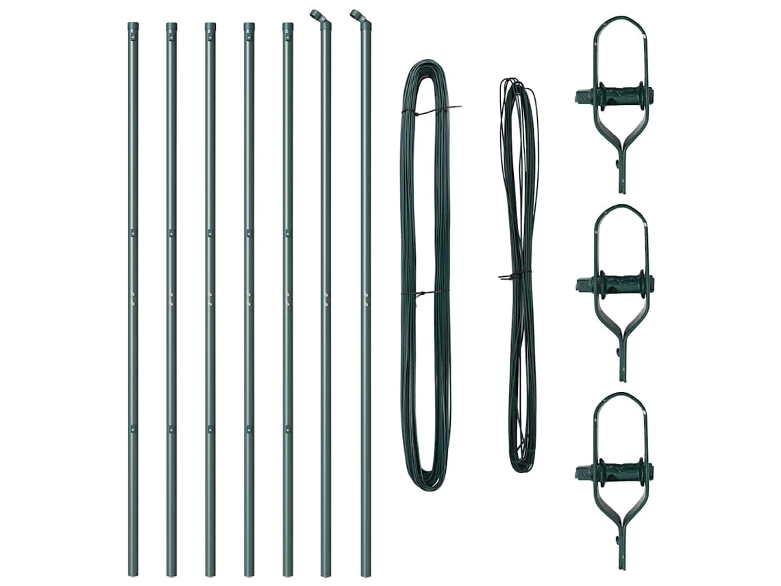 Conjunto 7 Poste De Cerca Vidaxl Verde Aço (150 Cm)