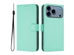 Capa De Couro Sintético Para Iphone 17 Pro Max - Toque Suave - Cor Sólida - Com Cordão