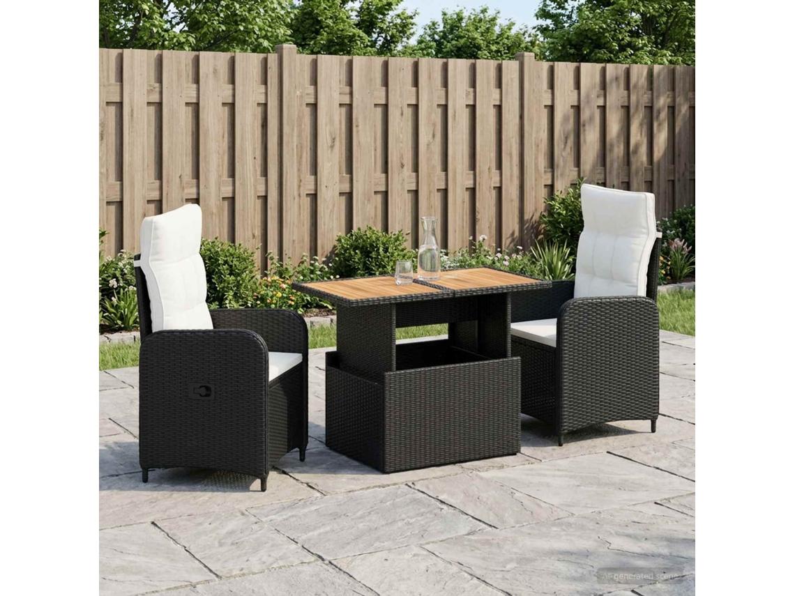 Vidaxl Conjunto De Jantar Para Exterior 3 Unid. Preto E Branco Creme