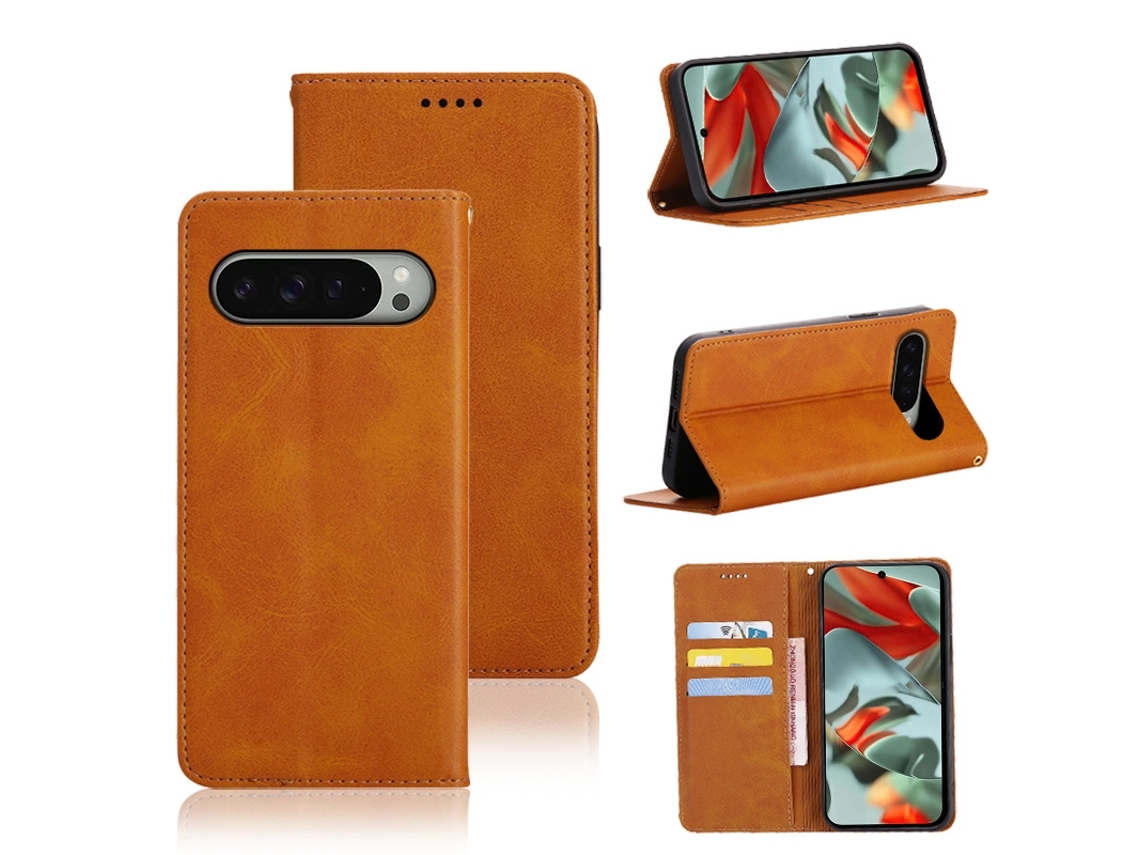 Zsanfs Capa Pele Pu Para Google Pixel 6, Cor Amarelo