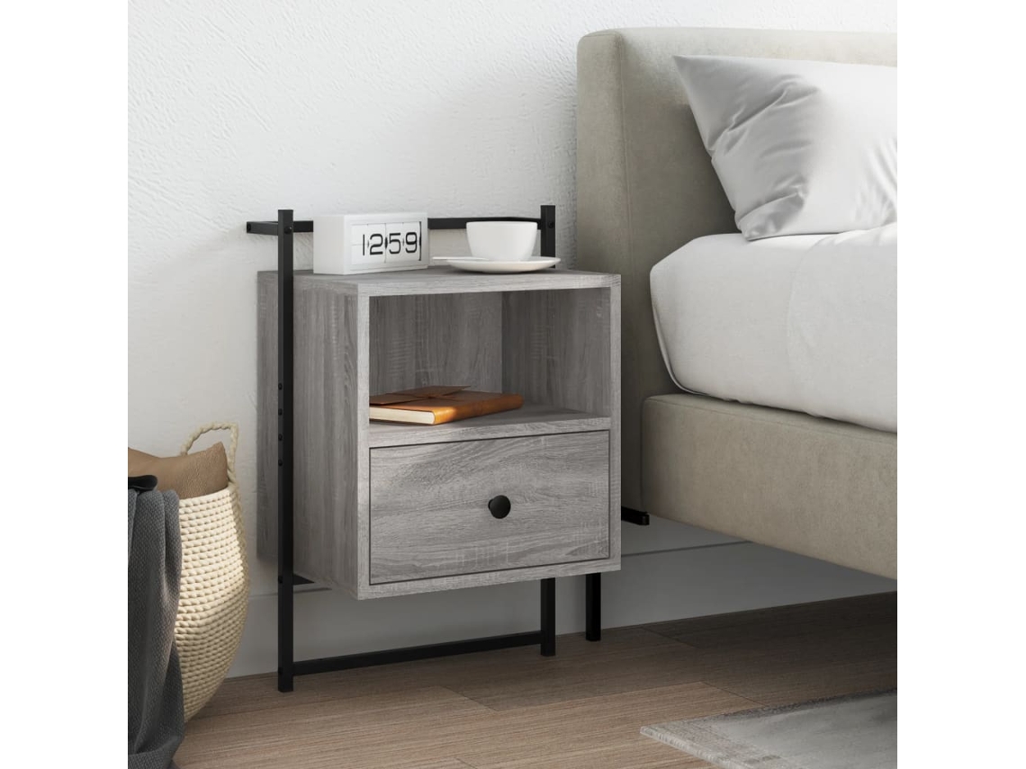 Vidaxl Mesa Cabeceira Parede 40x30x61cm Deriv. Madeira Cinzento Sonoma