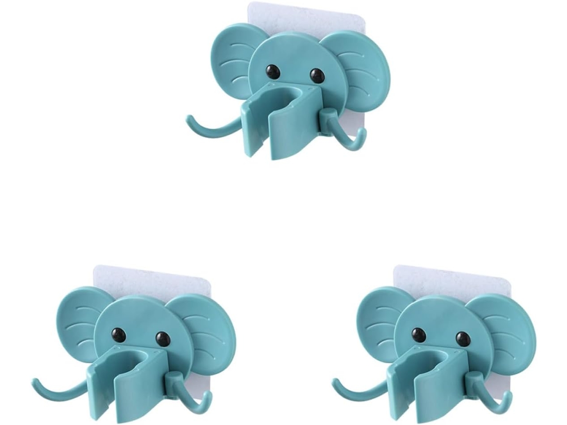 Porta-chuveiro Toddmomy com elefante animado, em material ABS, conjunto de 3 peças para banheiro