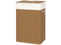 Cesto De Roupa Suja De Bambu Com Tampa, 72 Litros, Coletor De Roupa Com Alça De Bambu E Saco De Roupa Removível, Marrom