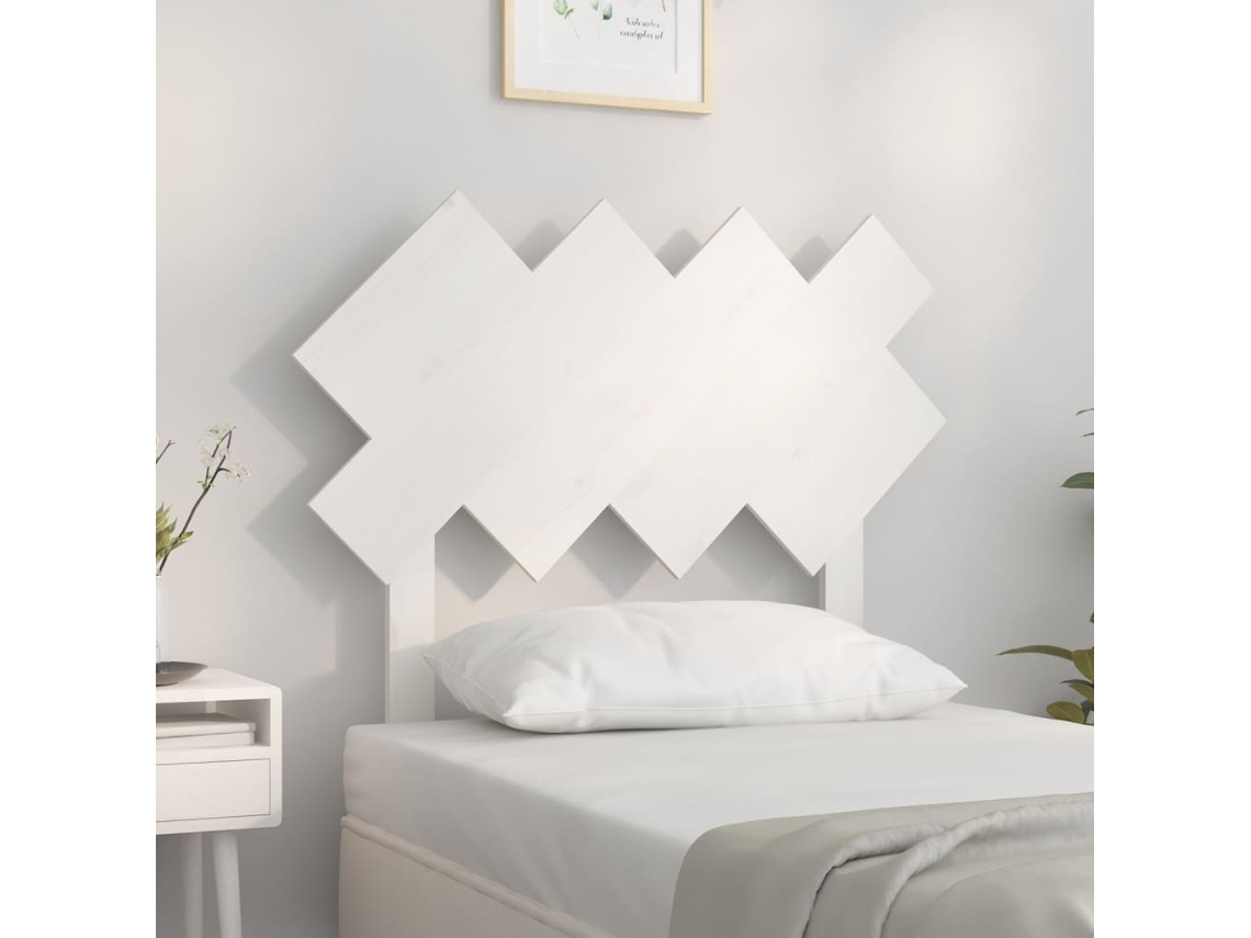 Vidaxl Cabeceira De Cama 92x3x81 Cm Pinho Maciço Branco