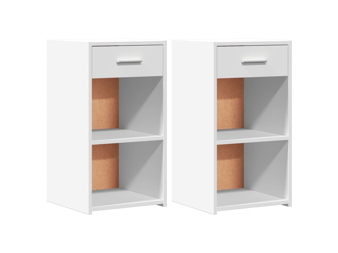 Bedside Cabinet, Bedside Cabinets Vidaxl Branco Madeira Processada (n/a)