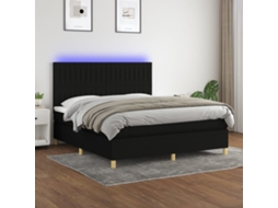Cama Box Spring C/ Colchão E Led 160x200 Cm Tecido Preto