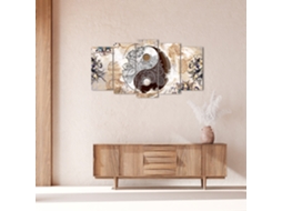 Quadro Moderno DEKOART Ying Yang, Abstratos,Zen, Bege, Marrom (150 X 80cm)