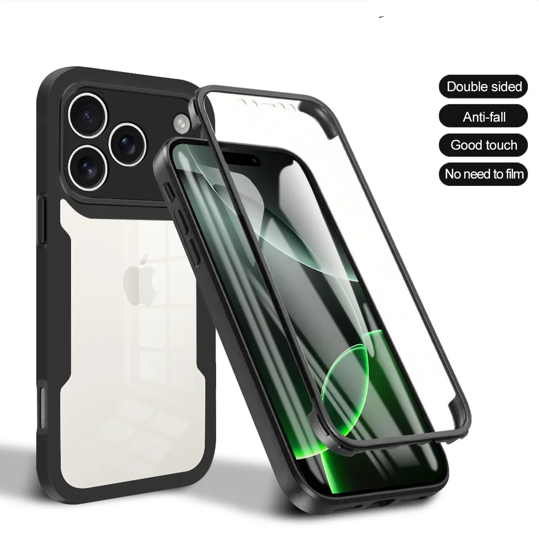 (preto, Iphone 16 Pro Max) Capa De Celular Ultrafina E Transparente De Luxo, Com Proteção Total De 360° Contra Quedas.