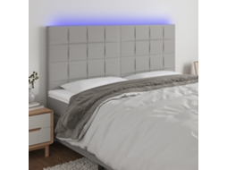 Vidaxl Cabeceira De Cama C/ Led Tecido 160x5x118/128 Cm Cinza-claro