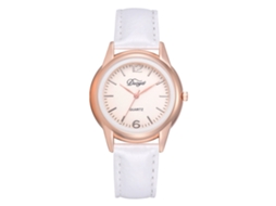 Relógio de Pulso Feminino Disu Pulseira de Couro Pu Quartzo Mostrador Redondo