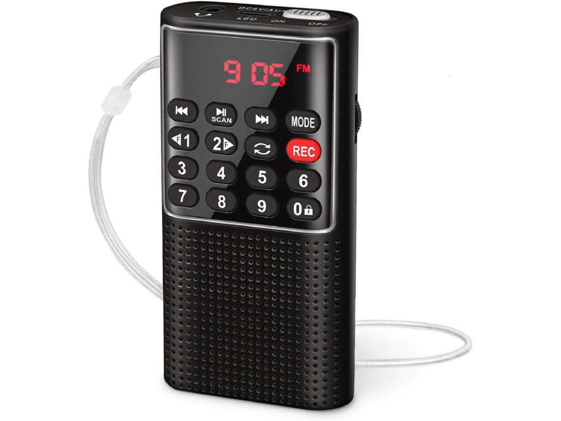 Rádio de Bolso com Gravador, Botão de Bloqueio, Leitor de Cartão Sd e Bateria Recarregável para Caminhadas, Corridas e Treinos AQUAFORGE