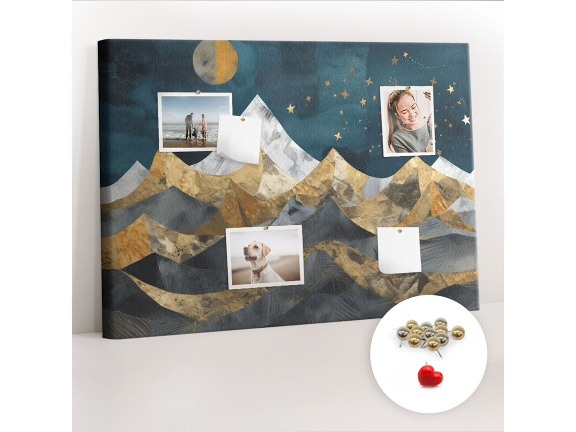 Painel De Cortiça Para Parede Montanhas À Noite Para O Escritório Espelharte (70x100 Cm)