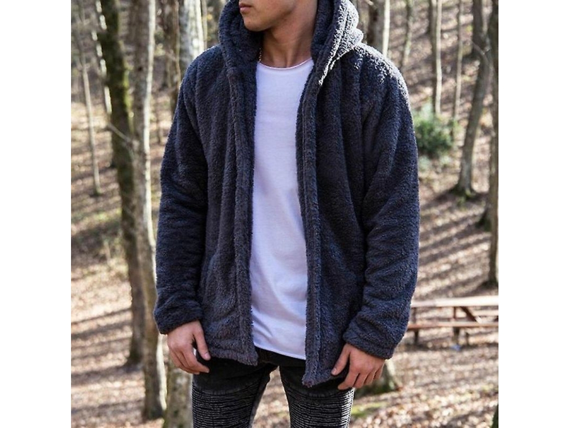 2026-abrigo Teddy Bear Hombre Invierno Peludo Suave Oversized Abrigo Plush Manga Larga Xfg L Cor Azul
