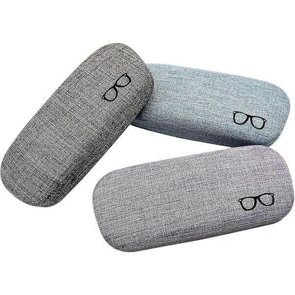 Conjunto de 3 Estojos Rígidos para Óculos, Capa Protetora de Linho Grandes, Conjunto de Armazenamento Durável, Máx AQUAFORGE