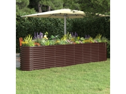 Canteiro Elevado Jardim 332x40x68cm Aã§o Revestido A Pã³ Castanho Dkd Home Decor