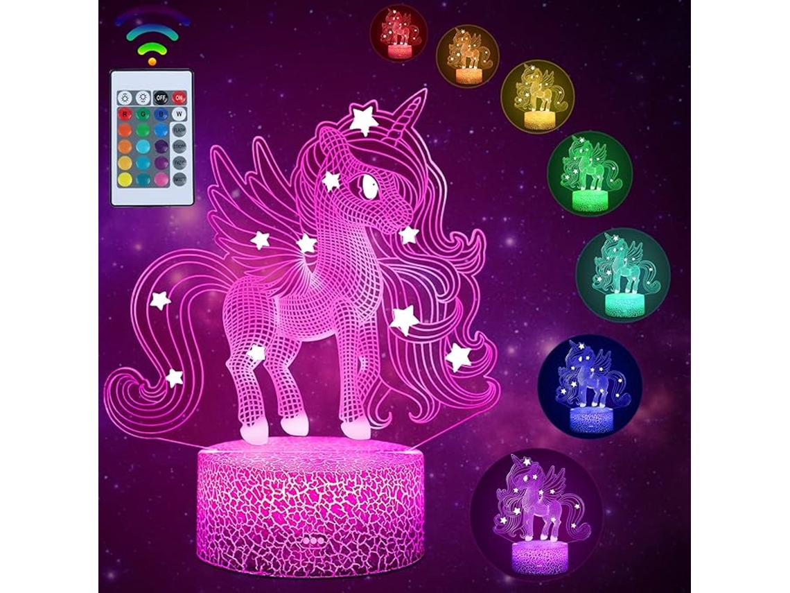 Luminria Noturna Unicrnio Infantil, Lmpada 3d, 16 Cores, Ideal Para Presentes, Aniversrios, Festas, Decorao De Quarto Aquaforge