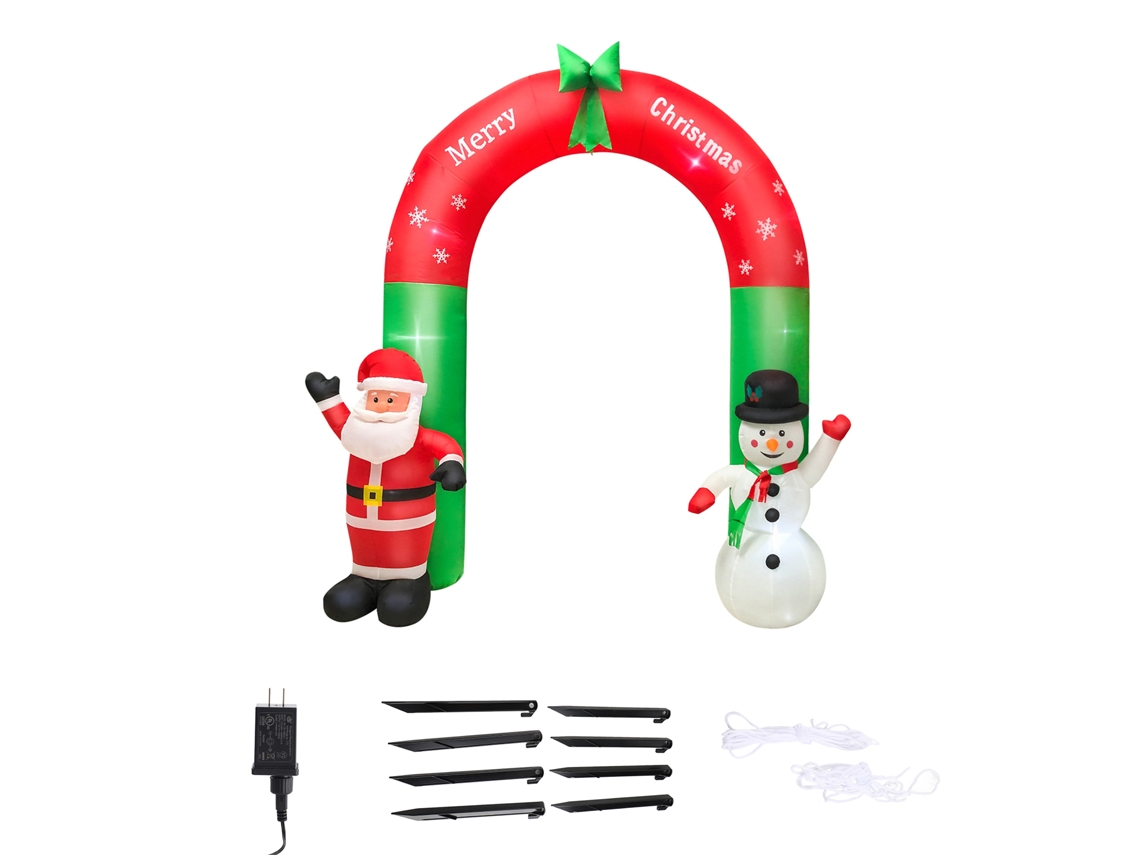 Arco inflável de natal 2,4m com boneco de neve e luzes S/MARCA