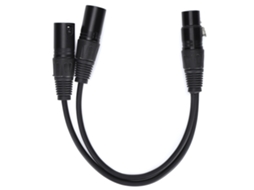 Cabo XLR fêmea para XLR macho duplo, divisor Y, 0,3 m, microfone, áudio
