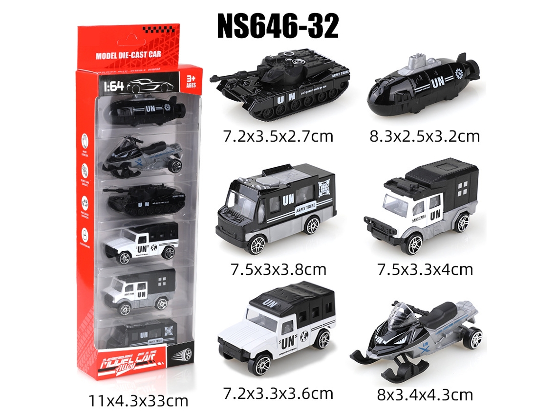 Miniaturas de Carros Deslizantes em Escala 1/64, Brinquedos Infantis MDUG (6 Carros)