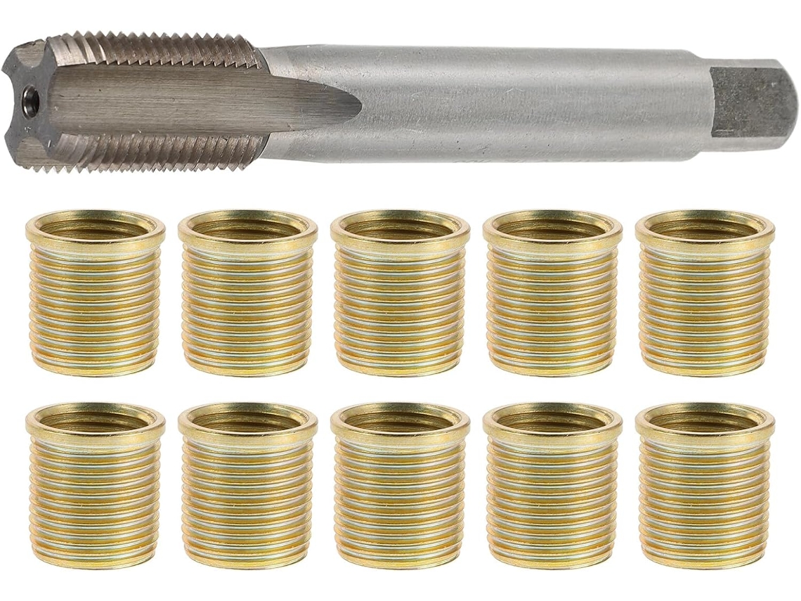 Kit De Reparo Rosca Vela Ignição M14x125, 11 Peças, Machos E Insertos Metálicos, Ferramenta