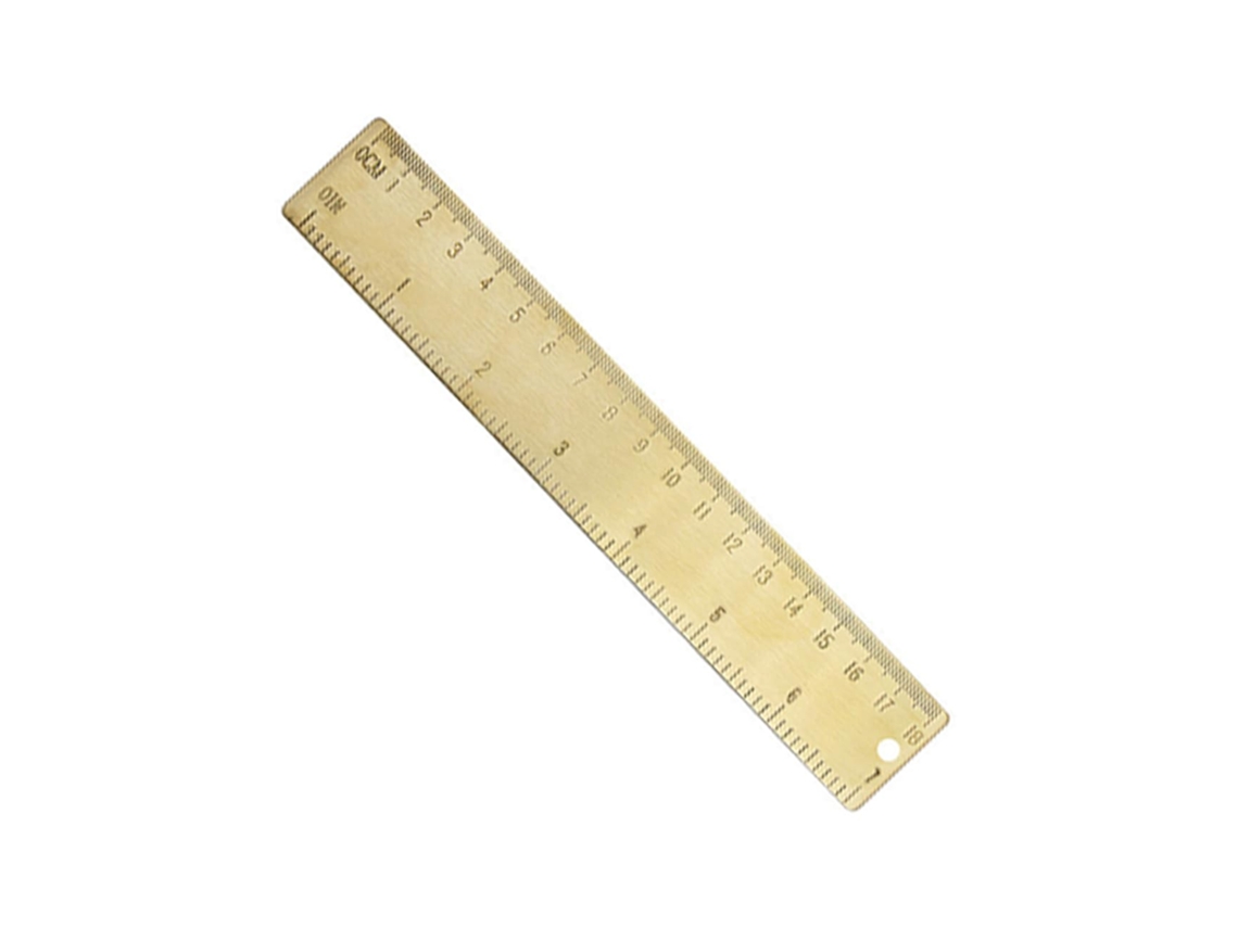 Régua De Latão Para Medição E Desenho, 18 Cm, Dupla Escala