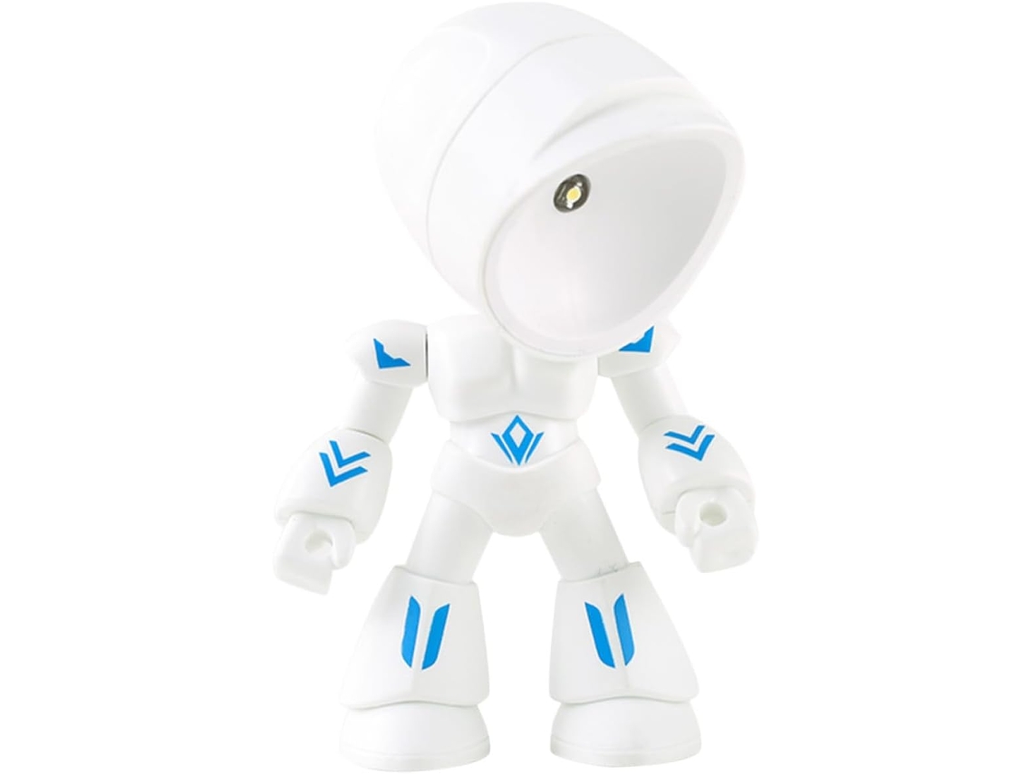 Luminária De Mesa Led Kisangel White Robot, Lâmpada Decorativa Em Pvc