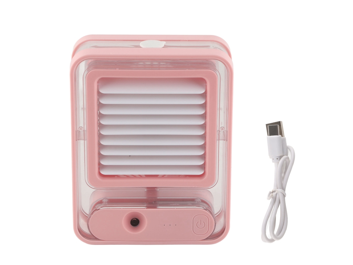 Ventilador de Neblina para Mesa com 3 Velocidades Luz Noturna Recarregável Usb Rosa | S/MARCA