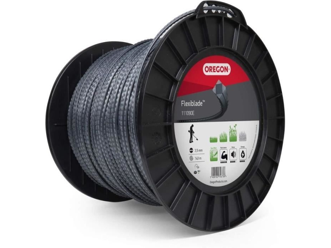 Linha Roçadora Quadrada Flexi-Blade Preto/Cinza Ø3 5Mm/143M Oregon 111090E Pela Sua Composição – Núcleo 50% Flexível e 50%