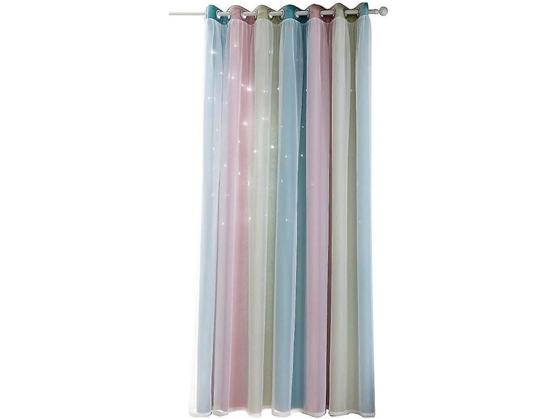 Cortinas Opacas Isolantes Térmicas Com Estrelas De Poliéster 100% Rosa 134x240cm Para Quarto Sala De Crianças