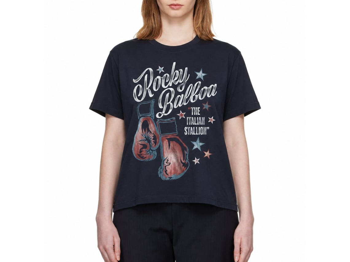 Rockinstone Rocky Movie R.b. Stallion Navy Adult T-shirt Size:s