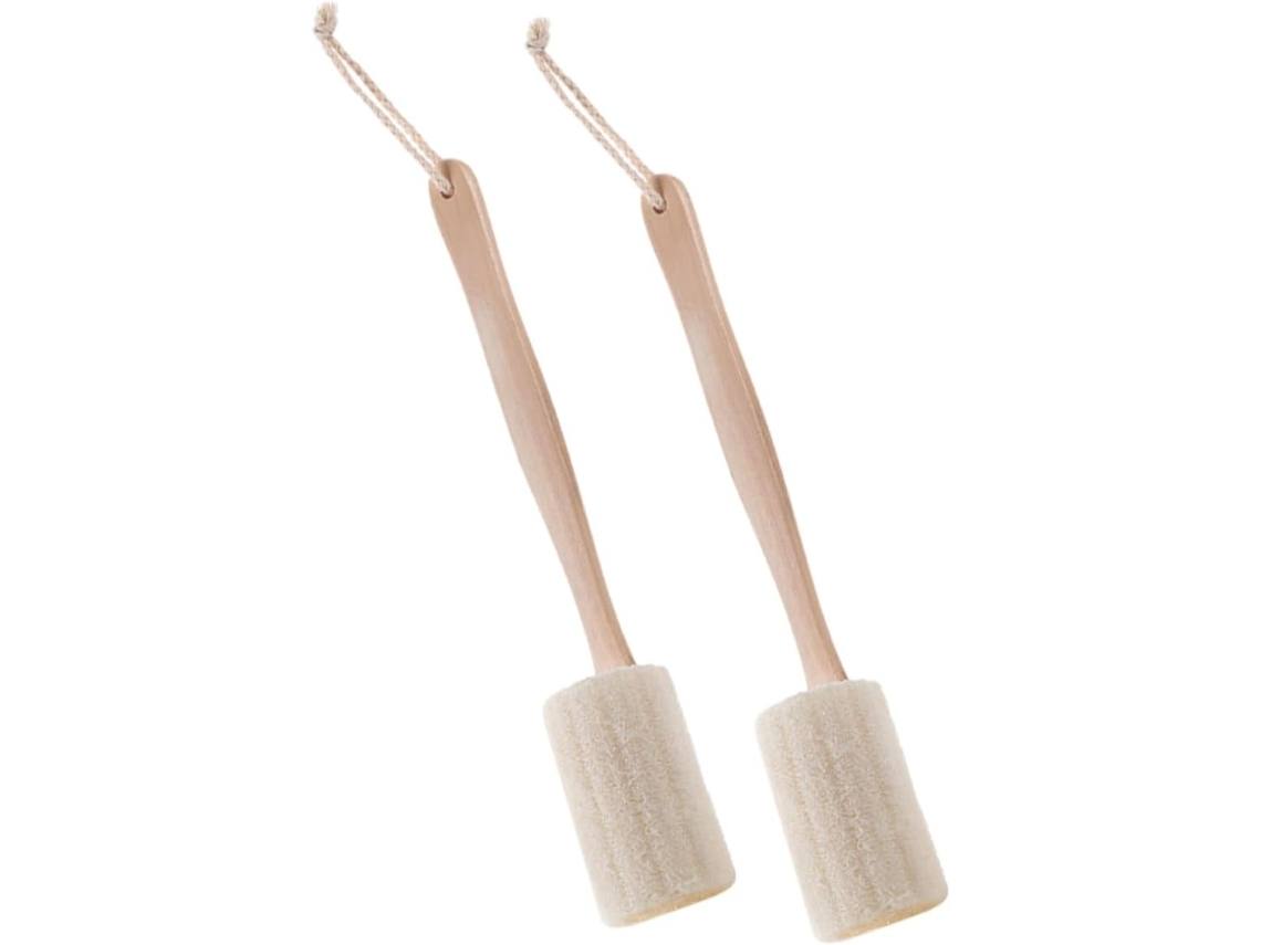 Lurelia Conjunto De 2 Buchas Vegetais De Banho Para Duche, Bucha Vegetal, Cabo Longo E Cerdas Macias, Uso Diário Essencial