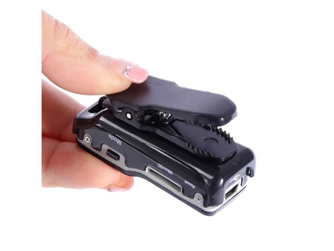 Mini câmera de vídeo portátil DVR, webcam de 16 GB, compatível com capacete esportivo, bicicleta e motocicleta (preta).