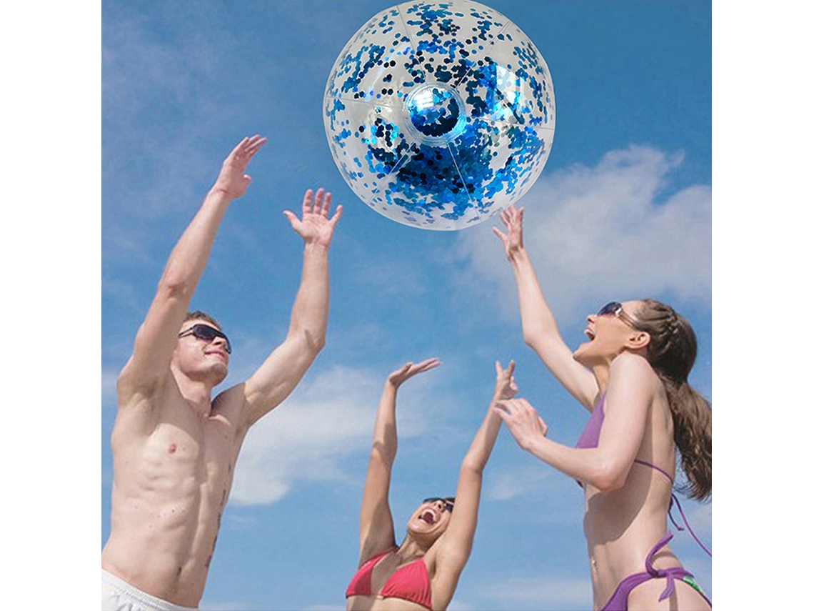 Primerox bola de Praia Transparente Inflável 40cm/16 Polegadas com Lantejoulas para Festas de Verão Piscina