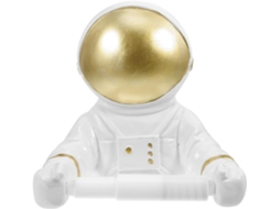 Suporte De Papel Higiênico Portátil Parede Toyandona, Design De Astronauta, Resina Dourada, Perfurações Para Banheiros