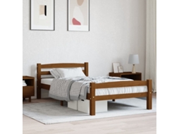 Estrutura De Cama 90x200 Cm Pinho Maciço Castanho Mel