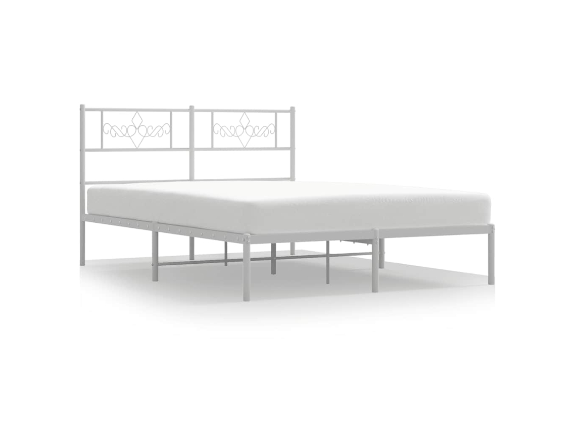 Bed Frame, Bed Frames Vidaxl Branco Aço (135 X 190 Cm)