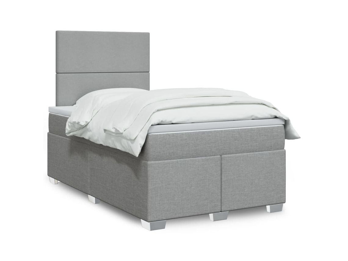 Vidaxl Cama Boxspring Com Colchão 120x190 Cm Tecido Cinzento-claro