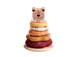 Brinquedo de Empilhar Animal com Chocalho de Madeira Aprendizagem Precoce Educativo para Bebê CZHHMART