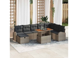 Vidaxl Conjunto De Sofá De Jardim 9 Pcs Cinzeto Vime Pe