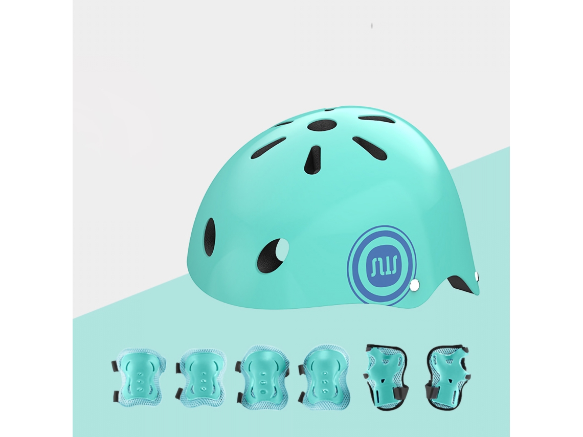 Conjunto de proteção esportiva composto por capacete, joelheiras, cotoveleiras e munhequeiras feitas de espuma PP EPS para skate, patinete e ciclismo.