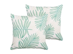 Conjunto De 2 Almofadas De Exterior Beliani Poggio De Poliéster Verde 45x45x10