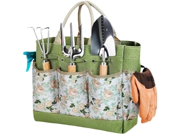 Bolsa resistente para ferramentas de jardinagem com vários compartimentos em tecido Oxford.