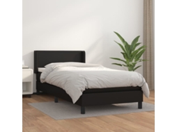 Vidaxl Cama Com Molas/colchão 90x200 Cm Couro Artificial Preto