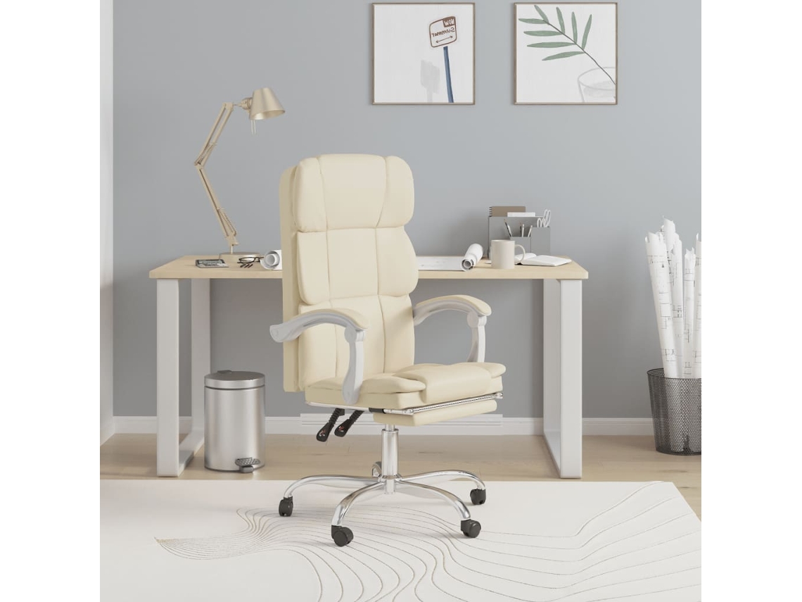 Reclining Office Chair, Reclining Office Chairs Vidaxl Creme Couro Artificial (n/a)