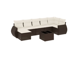 Maison Exclusive - 8 Pcs Conjunto Sofás De Jardim C/ Almofadões Vime Pe Marrom