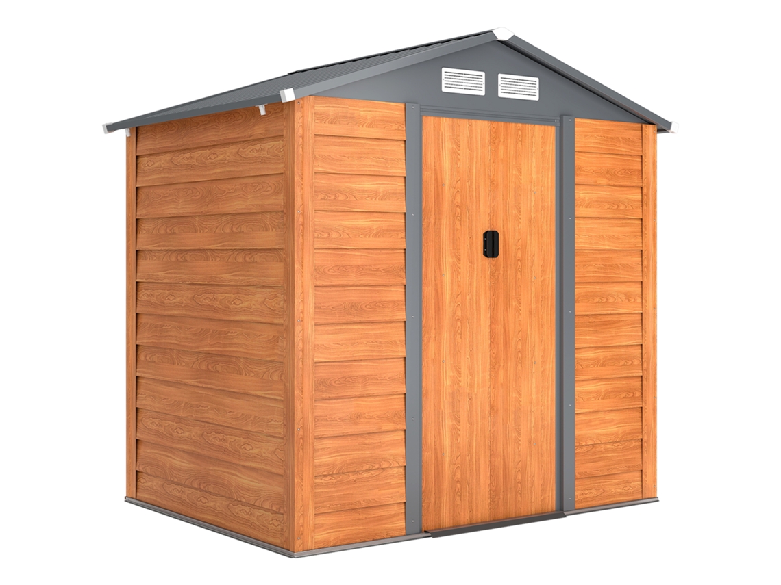 Aço e Cabana de Jardim Pp com Saídas de Ar e Base. 197x163x178 200 Cm. Brown Ge