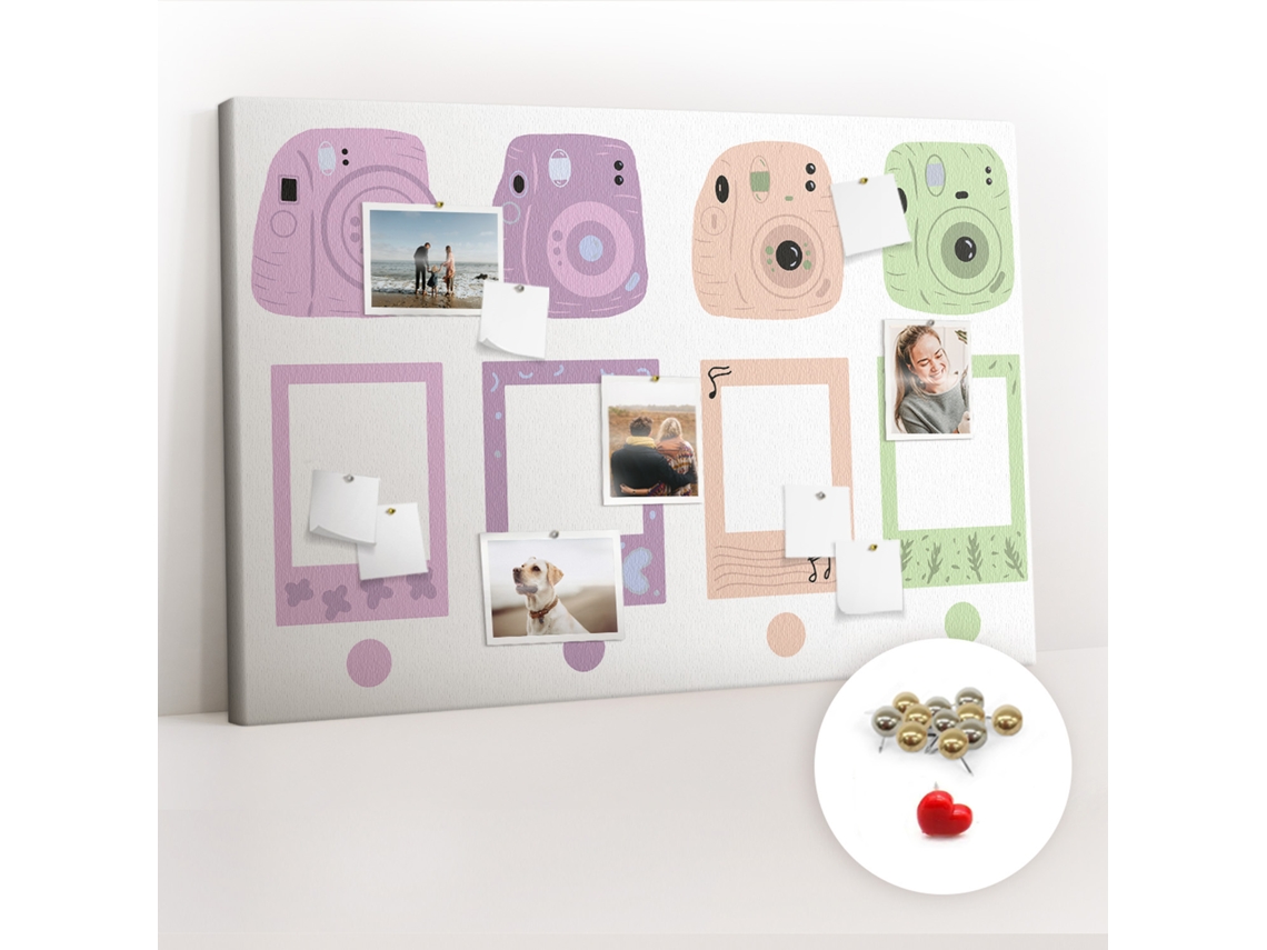Quadro De Cortiça Com Impressão Conjunto De Câmeras Para A Sala De Estar Espelharte (120x80 Cm)