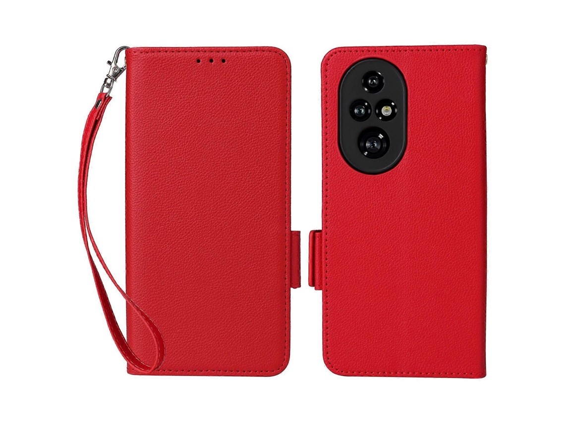 Capa De Couro Com Flip Horizontal Para Honor 200 Pro 5g Com Alça De Pulso